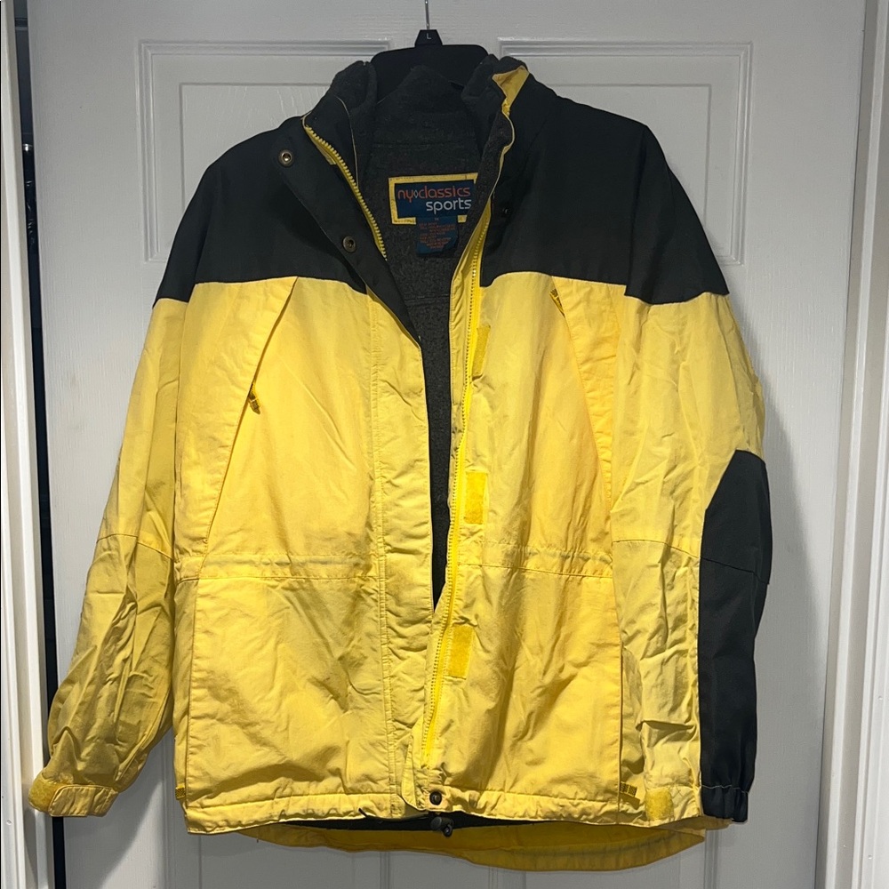 Vintage Yellow and Black Men's 2-in-1 Winter Jacket